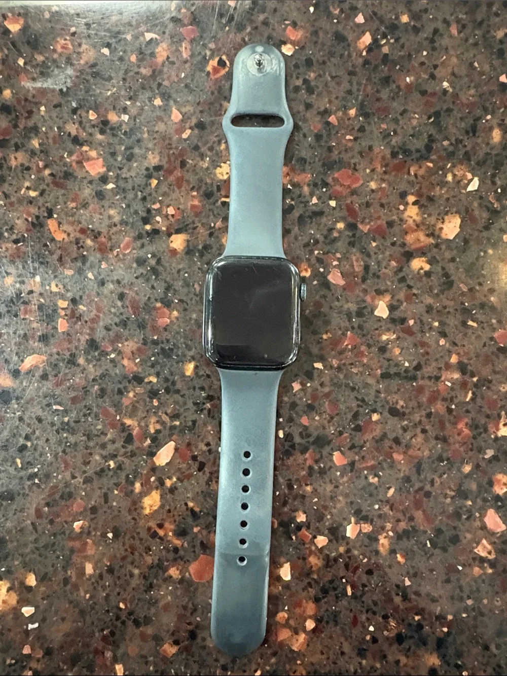 Apple Watch with Slate Blue Silicone Band